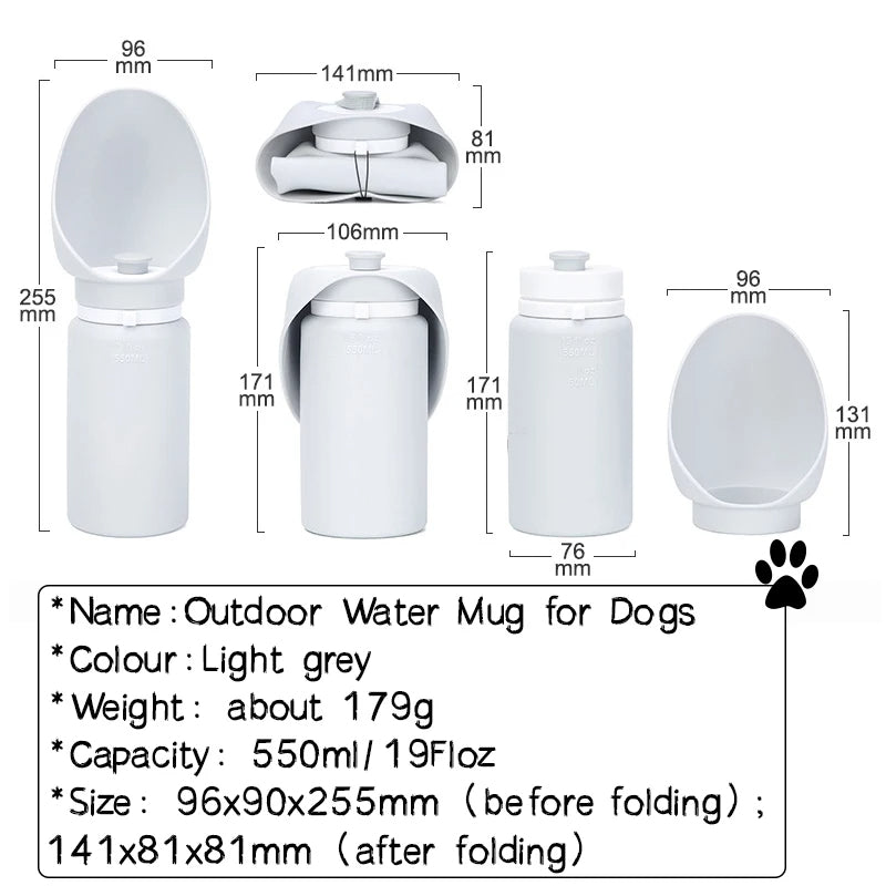 550ml Foldable Pet Water Bottle – Travel-Friendly Hydration