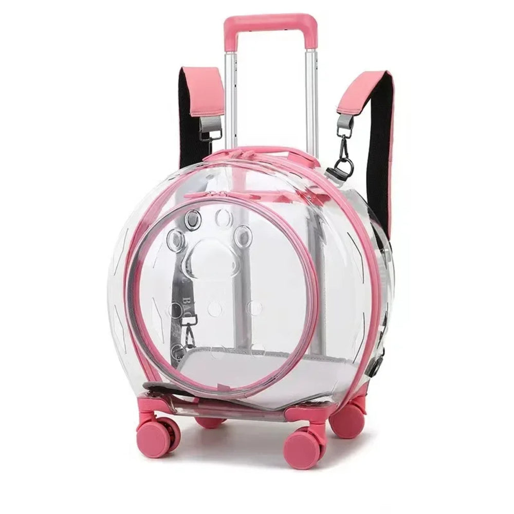 Transparent Pet Carrier with Silent Wheels – Perfect for Cats & Small Dogs