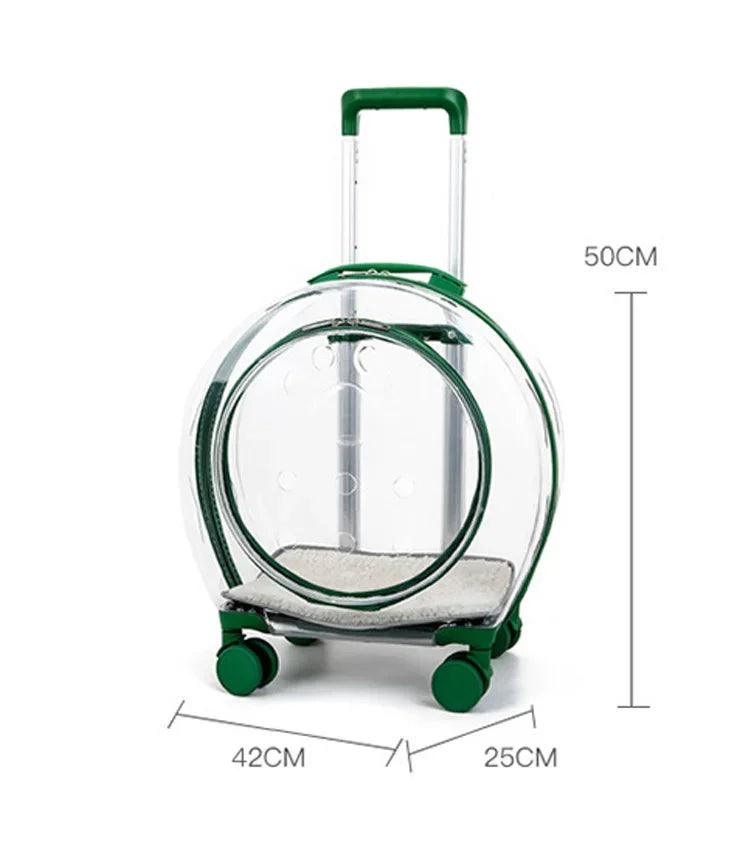 Transparent Pet Carrier with Silent Wheels – Perfect for Cats & Small Dogs