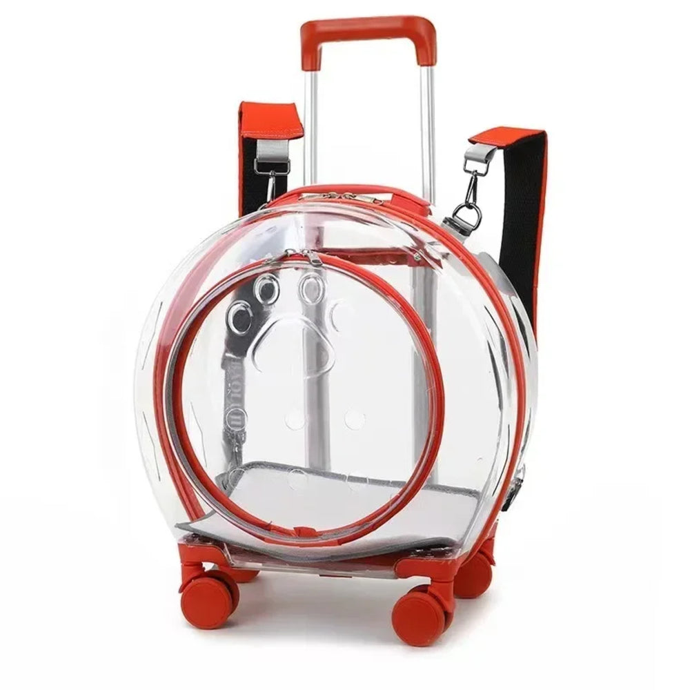 Transparent Pet Carrier with Silent Wheels – Perfect for Cats & Small Dogs